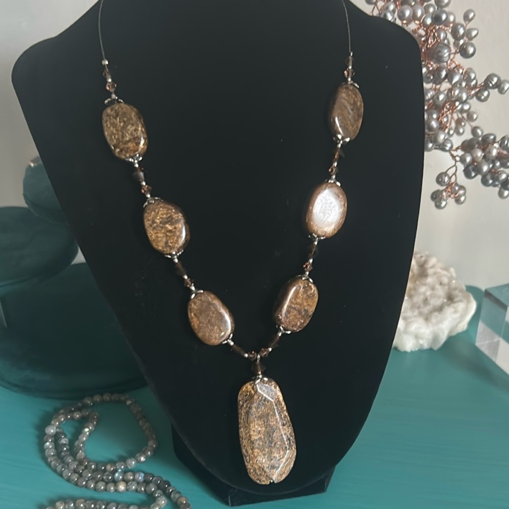 Chunky Bronzite Brown Gemstone Statement Mixed Be… - image 6